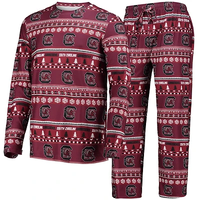 Ensemble pyjama Concepts Sport pour homme, pull moche à manches longues et pantalon, motif grenat des Gamecocks de Caroline du Sud