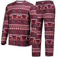 Ensemble pyjama Concepts Sport pour homme, pull moche à manches longues et pantalon, motif grenat des Gamecocks de Caroline du Sud