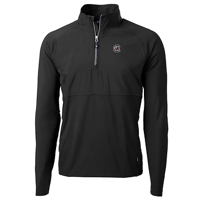 Pull-over Cutter & Buck noir pour homme, modèle Adapt Eco Knit Hybrid Recycled à col zippé, aux couleurs des Gamecocks de Caroline du Sud.