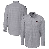 Chemise habillée à manches longues en vichy extensible, coloris anthracite, Cutter & Buck South Carolina Gamecocks Vault, pour homme.