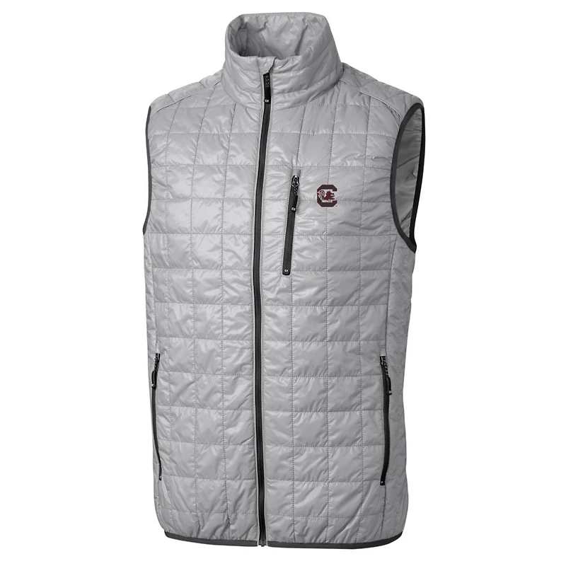 Men's Cutter & Buck Gray South Carolina Gamecocks Big Tall Rainier PrimaLoft Eco Full-Zip Puffer Vest