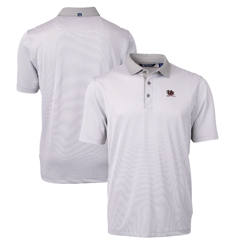 Polo Cutter & Buck Gray South Carolina Gamecocks pour homme, grandes tailles, en piqué écologique Virtue à micro-rayures et tissu DryTec recyclé.