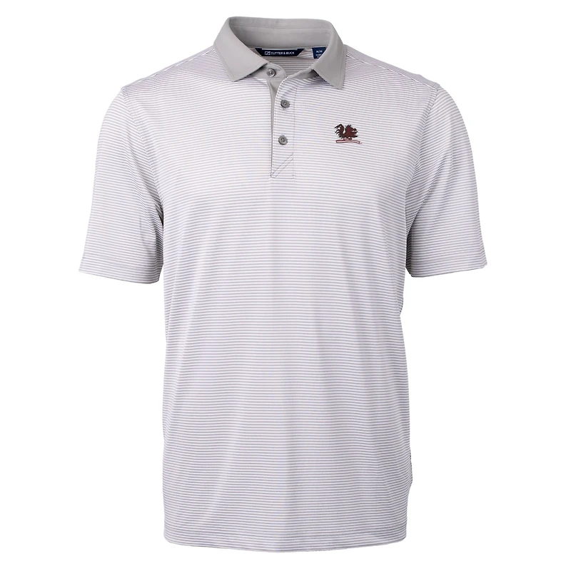 Polo Cutter & Buck Gray South Carolina Gamecocks pour homme, grandes tailles, en piqué écologique Virtue à micro-rayures et tissu DryTec recyclé.