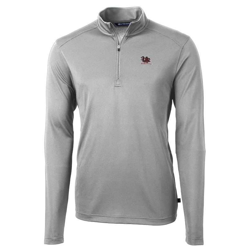 Haut à col zippé Cutter & Buck Gray South Carolina Gamecocks Vault DryTec Virtue Eco Pique recyclé pour homme