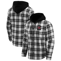Men's Darius Rucker Collection by Fanatics  Black South Carolina Gamecocks Plaid Flannel Quilted Full-Snap Hooded Shacket
