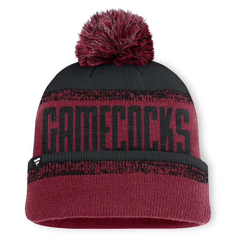Bonnet en tricot à revers Thrive pour homme, motif grenat/noir, avec pompon, des Gamecocks de Caroline du Sud