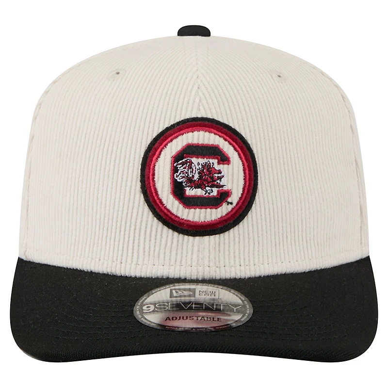 Men's New Era Cream/Black South Carolina Gamecocks Loyal Corduroy 9SEVENTY Adjustable Hat
