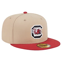 Casquette ajustée bicolore 59FIFTY New Era kaki pour homme, Gamecocks de Caroline du Sud
