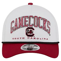 Men's New Era White/Garnet South Carolina Gamecocks Arch Two-Tone Rope 9FORTY A-Frame M-Crown Adjustable Hat