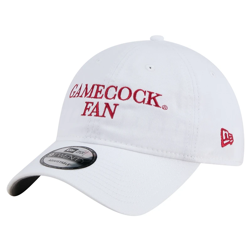 Casquette ajustable New Era blanche pour homme, modèle 9TWENTY, pour supporter des Gamecocks de Caroline du Sud