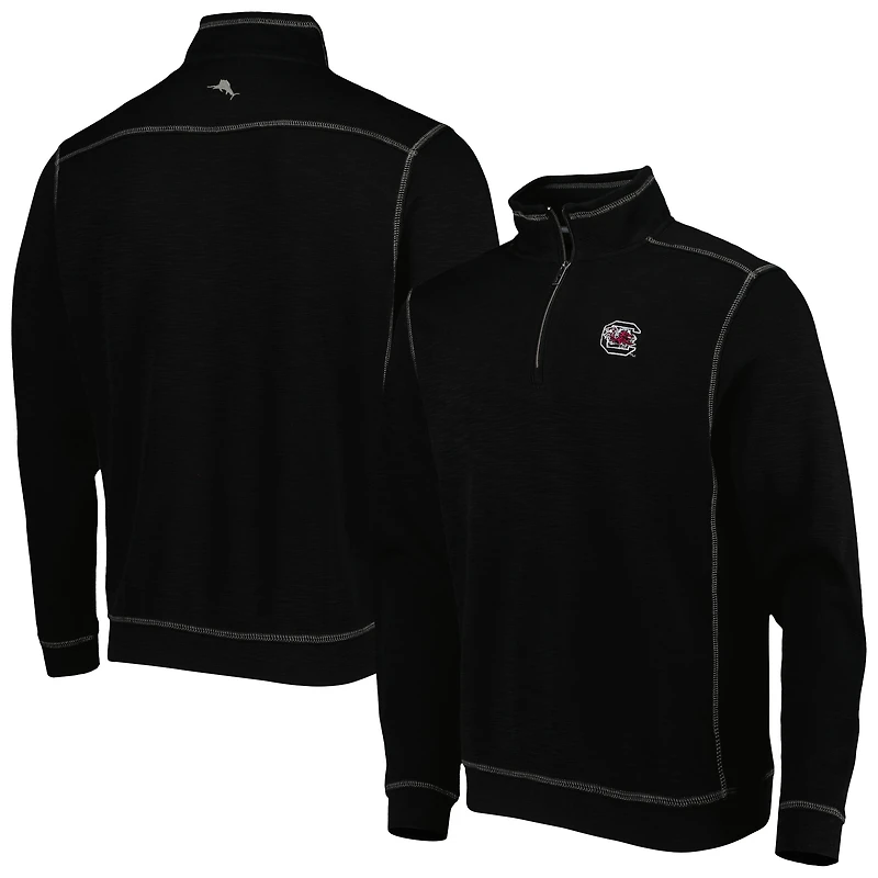 Men's Tommy Bahama Black South Carolina Gamecocks Sport Tobago Bay Tri-Blend Mock Neck Half-Zip Jacket