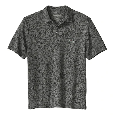 Men's Tommy Bahama  Gray South Carolina Gamecocks IslandZone Wild Hibiscus Tri-Blend Polo