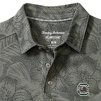 Men's Tommy Bahama Gray South Carolina Gamecocks Palm Fresco Hibiscus IslandZone® Polo