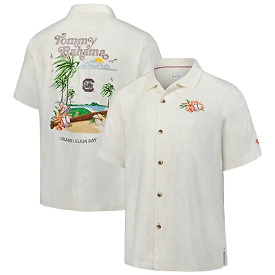 Men's Tommy Bahama White South Carolina Gamecocks Grand Slam Bay Camp Button-Up Shirt
