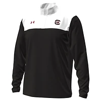 Men's Under Armour Black/White South Carolina Gamecocks Green Blocked Quarter-Zip Pullover