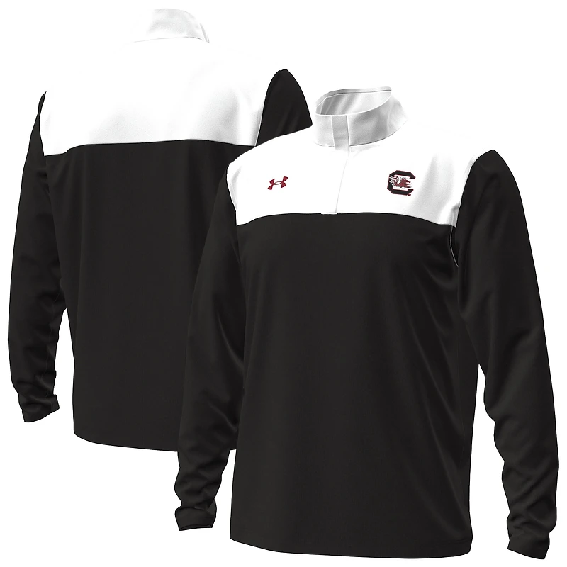 Pull Under Armour grenat/blanc pour homme, manches courtes, motif Green Blocked Quarter-Zip, Gamecocks de Caroline du Sud