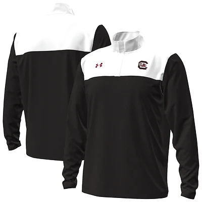 Pull Under Armour grenat/blanc pour homme, manches courtes, motif Green Blocked Quarter-Zip, Gamecocks de Caroline du Sud