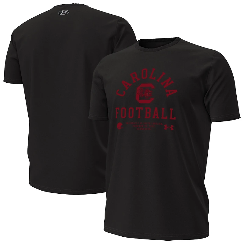 T-shirt de performance Under Armour noir pour homme, équipe football des South Carolina Gamecocks 2025
