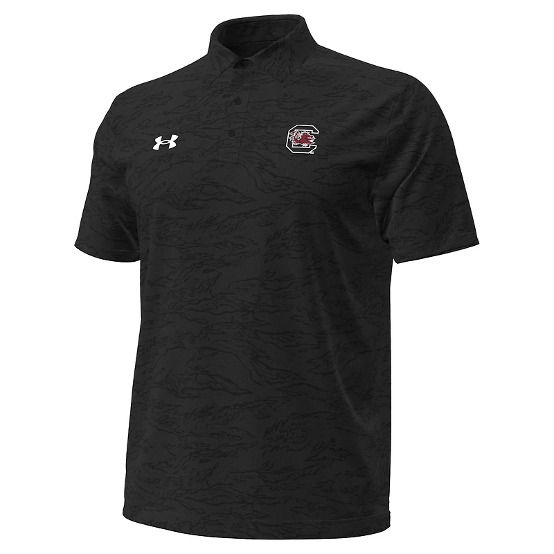 Men's Under Armour Black South Carolina Gamecocks Drive Camo Jacquard Polo