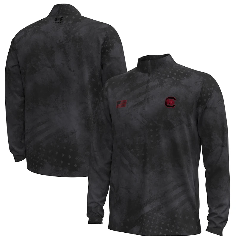 Haut demi-zippé ArmorFuse noir pour homme des Gamecocks de Caroline du Sud la collection Freedom d'Under Armour