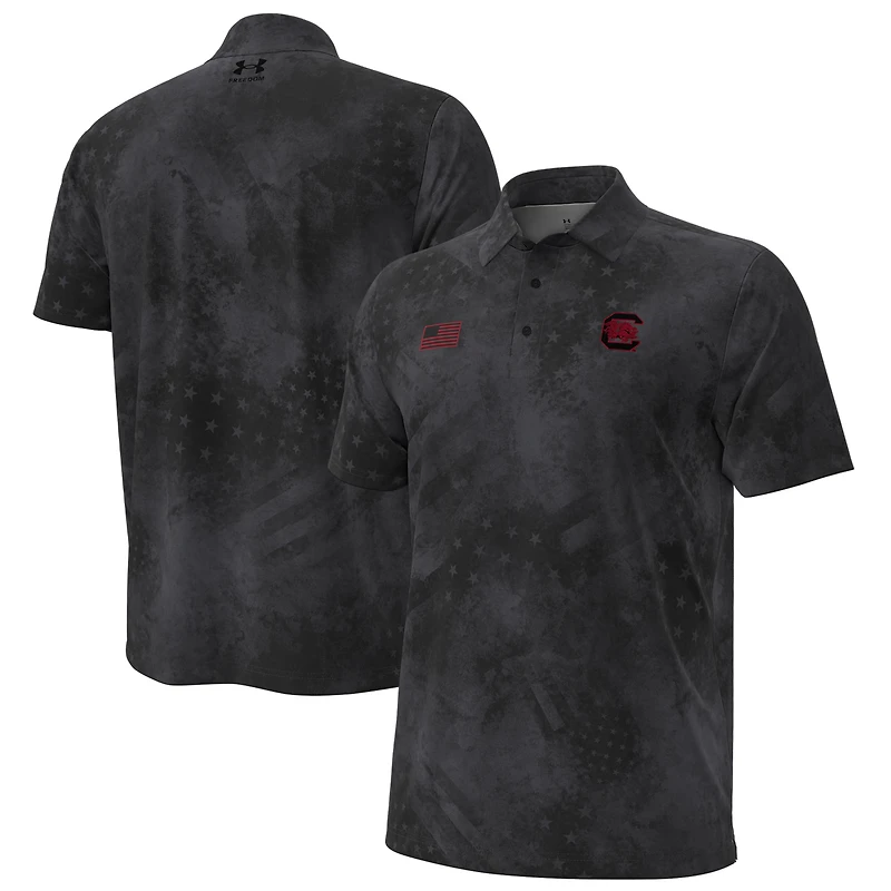Men's Under Armour Black South Carolina Gamecocks Freedom Collection ArmourFuse Polo