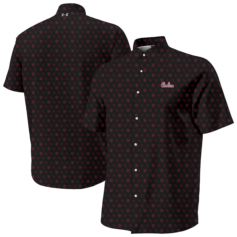 Men's Under Armour Black South Carolina Gamecocks Gameday Armourfuse Camp Button-Up Shirt