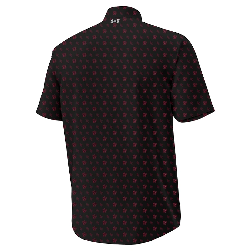 Men's Under Armour Black South Carolina Gamecocks Gameday Armourfuse Camp Button-Up Shirt