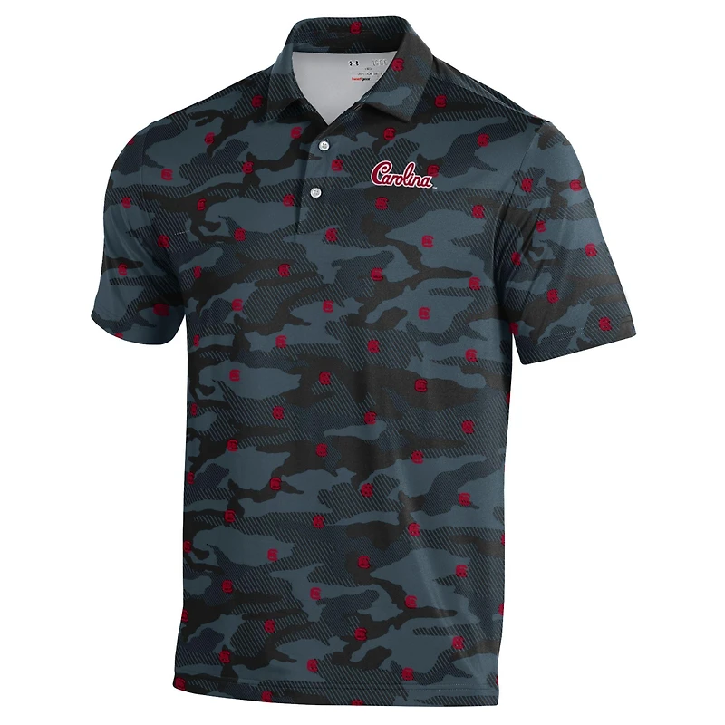 Polo noir Under Armour Gameday Armourfuse pour homme, équipe des South Carolina Gamecocks