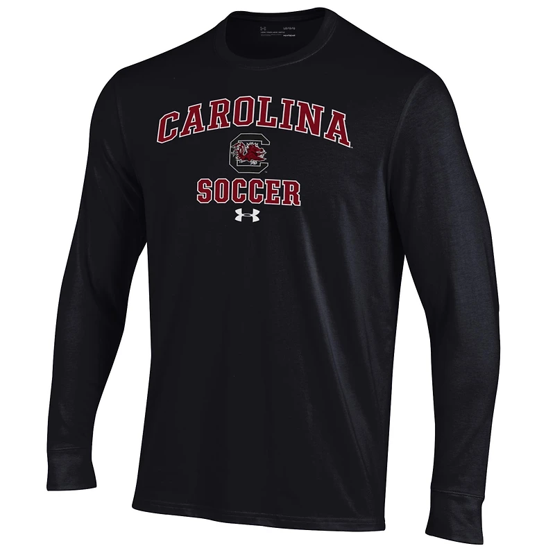 T-shirt de football Under Armour noir à manches longues pour homme, Gamecocks Caroline du Sud, Arch Over Performance
