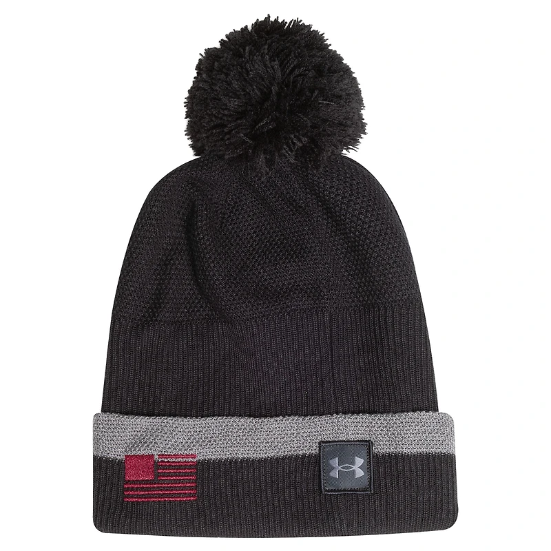 Bonnet à revers et pompon pour homme Under Armour South Carolina Gamecocks Freedom Collection, couleur charbon