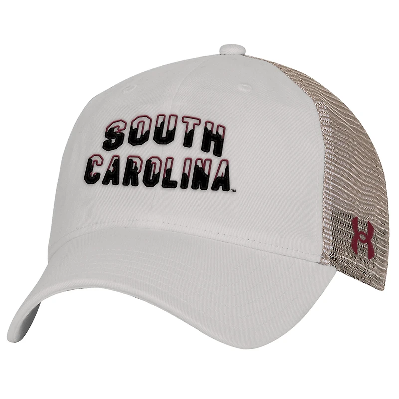 Men's Under Armour Cream South Carolina Gamecocks College Essentials Adjustable Trucker Hat