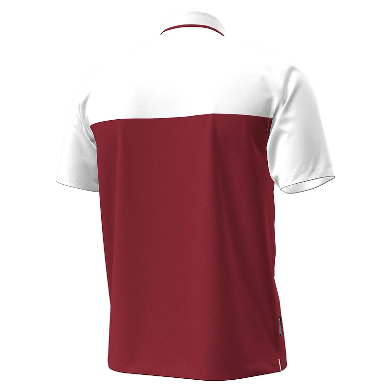 Polo Under Armour Green Blocked Grenat/Blanc pour homme des South Carolina Gamecocks