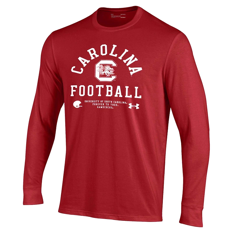 Men's Under Armour Garnet South Carolina Gamecocks 2025 Sideline Football Performance Cotton Long Sleeve T-Shirt