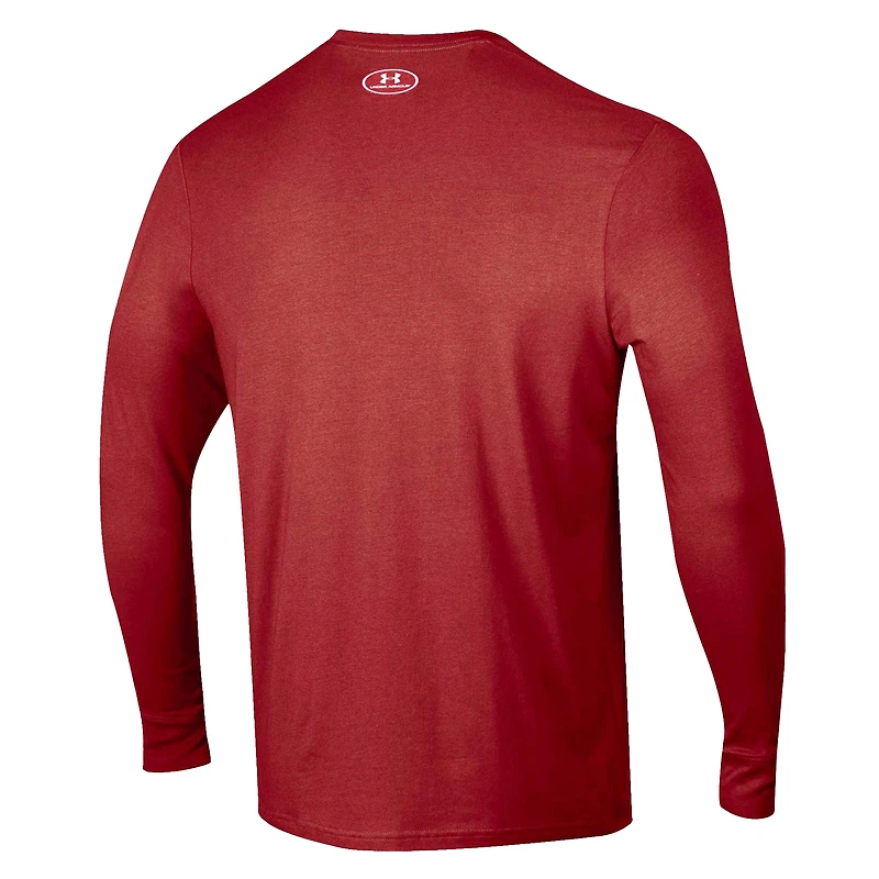 Men's Under Armour Garnet South Carolina Gamecocks 2025 Sideline Football Performance Cotton Long Sleeve T-Shirt