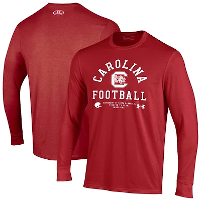 Men's Under Armour Garnet South Carolina Gamecocks 2025 Sideline Football Performance Cotton Long Sleeve T-Shirt
