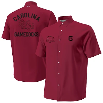 Men's Under Armour Garnet South Carolina Gamecocks Gameday Armourfuse Camp Button-Up Shirt