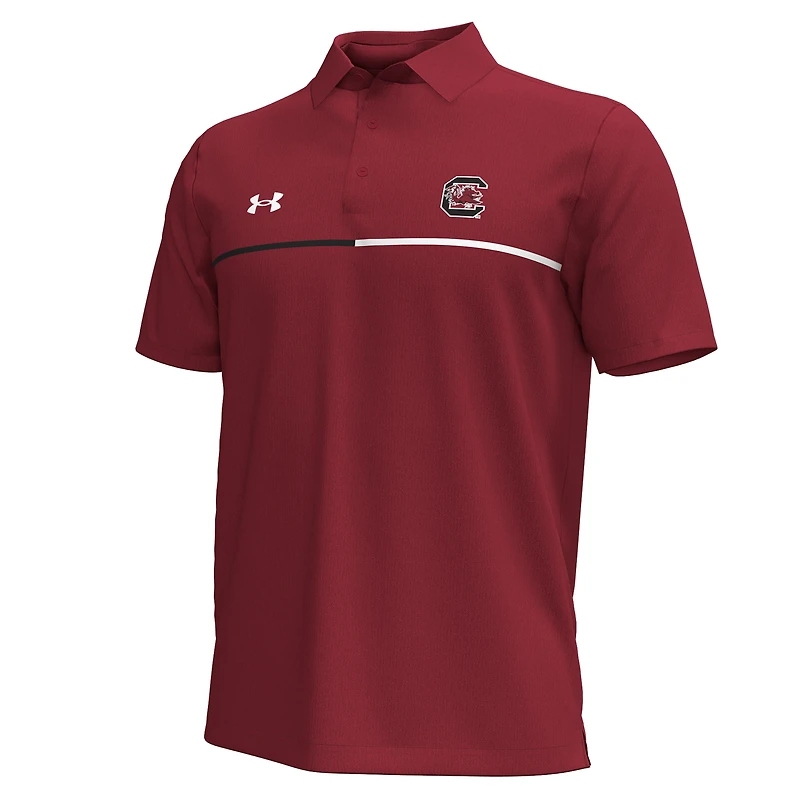 Men's Under Armour Garnet South Carolina Gamecocks Playoff Chest Stripe Performance Polo