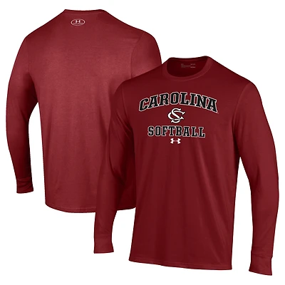 T-shirt de softball performance à manches longues pour homme Under Armour Garnet South Carolina Gamecocks