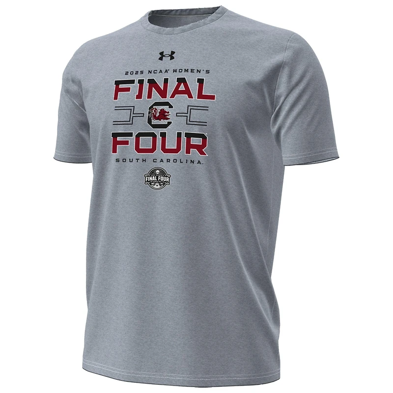 T-shirt gris Under Armour pour homme, Gamecocks de Caroline du Sud, tournoi basketball féminin NCAA 2025, Final Four March Madness, vestiaire