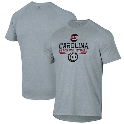 T-shirt de performance Under Armour gris Gamecocks Caroline du Sud pour homme, motif raglan emblématique beach-volley
