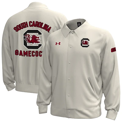 Men's Under Armour Stone South Carolina Gamecocks Gameday Icon Full-Snap Fleece Jacket