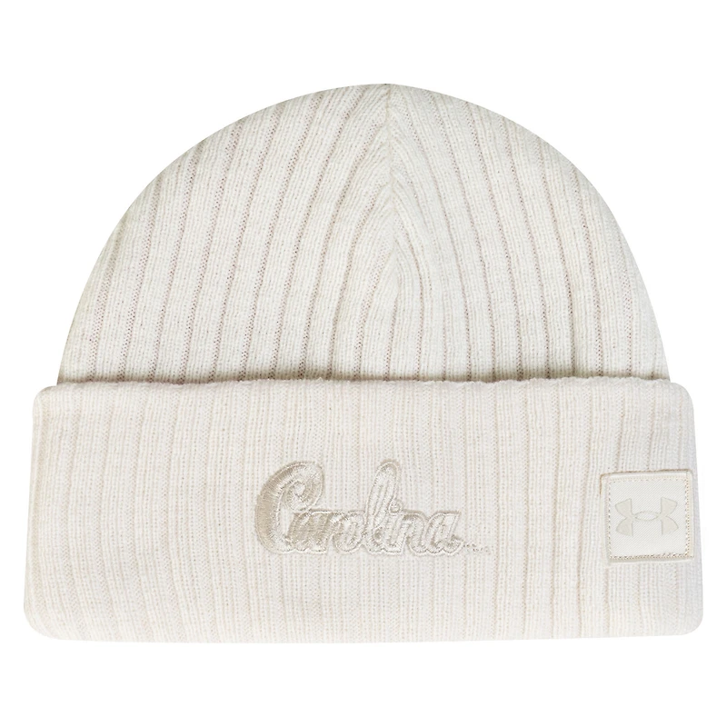 Men's Under Armour  Stone South Carolina Gamecocks Sideline Halftime Shallow Cuffed Knit Hat