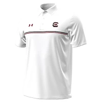 Men's Under Armour White South Carolina Gamecocks Performance Drive Chest Stripe Polo
