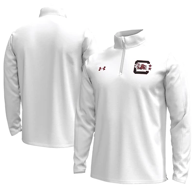 Men's Under Armour  White South Carolina Gamecocks Throwback Quarter-Zip Pullover Top
