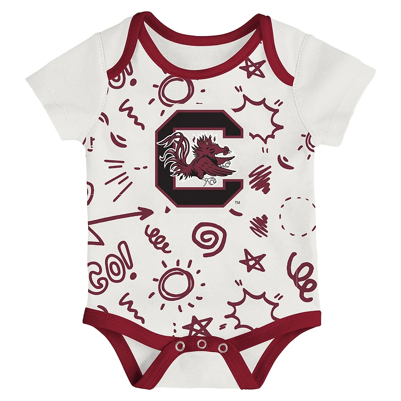Newborn & Infant Outerstuff South Carolina Gamecocks Three-Pack All Day Play Bodysuit Set