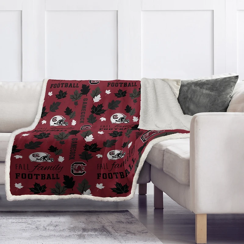 Pegasus South Carolina Gamecocks 60" x 70" Fall, Family & Football Flannel Fleece Sherpa Blanket