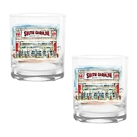 Aquarelles Laura Wilcox des Gamecocks de Caroline du Sud, 14 oz, lot de 2 verres à whisky