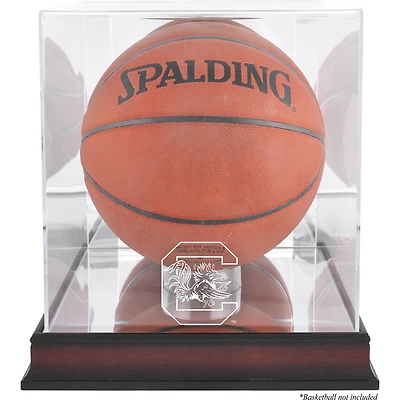 Vitrine de basket-ball en acajou avec finition antique et miroir pour les Gamecocks de Caroline du Sud