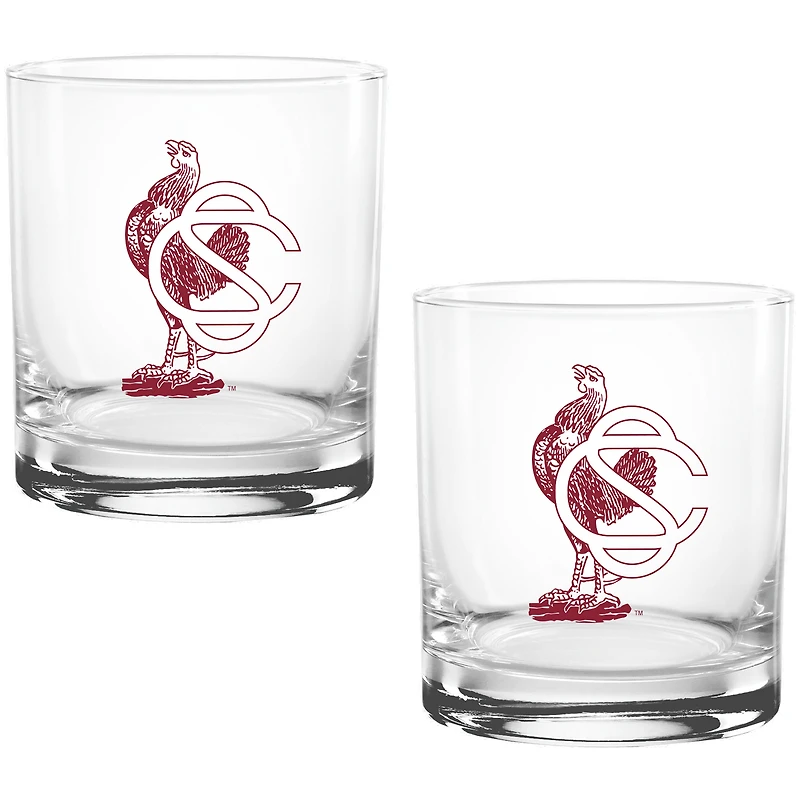 South Carolina Gamecocks Two Pack 14oz. Vault Sketch Rocks Glass Set