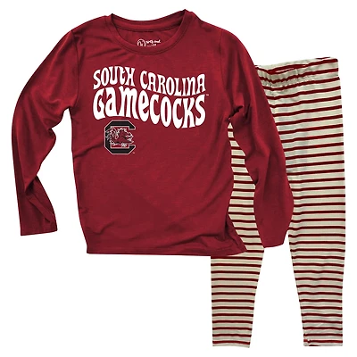 Toddler Wes & Willy  South Carolina Gamecocks Long Sleeve Top and Striped Tri-Blend Leggings Set